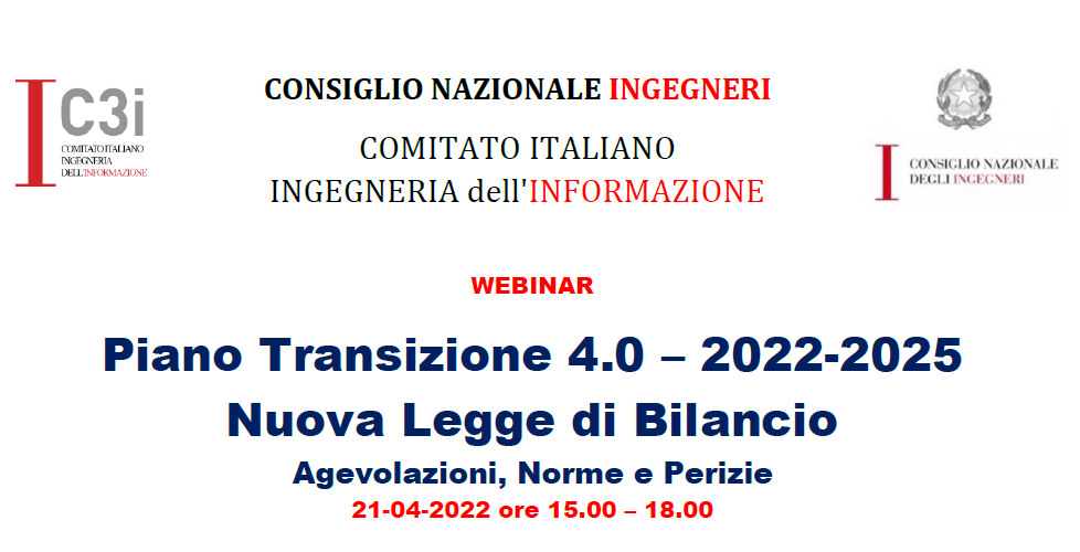 WEBINAR PIANO TRANSIZIONE 4.0  2022-2025 Nuova Legge di Bilancio